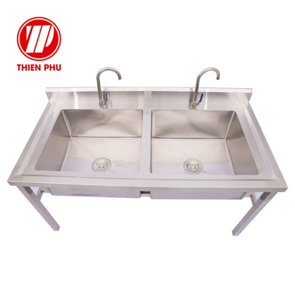 Chậu rửa bát công nghiệp 2 hố bằng Inox