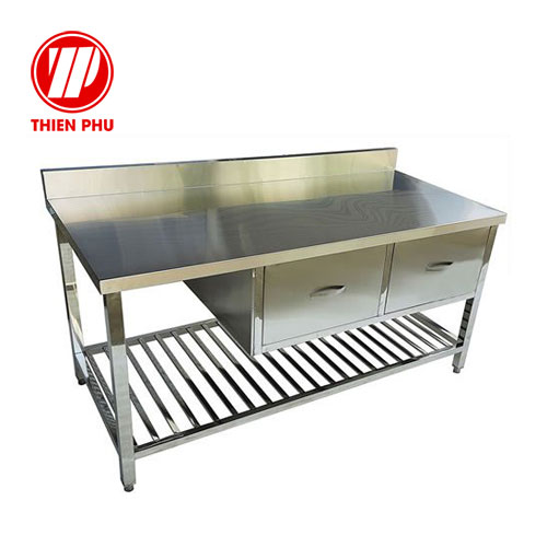 Bàn bếp inox có hộc 1400×700 mm