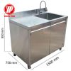 Tủ inox 1 bồn rửa 1500×750 mm